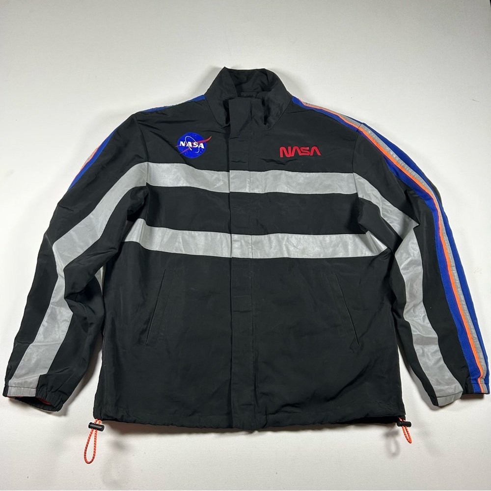 NASA Forever 21 Mens Jacket M Reflective 1/4 Zip Mock Neck Pullover